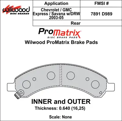 Wilwood Brakes 2003 - 2009 Chevrolet, GMC Original Equipment Pads - 150-D0989K