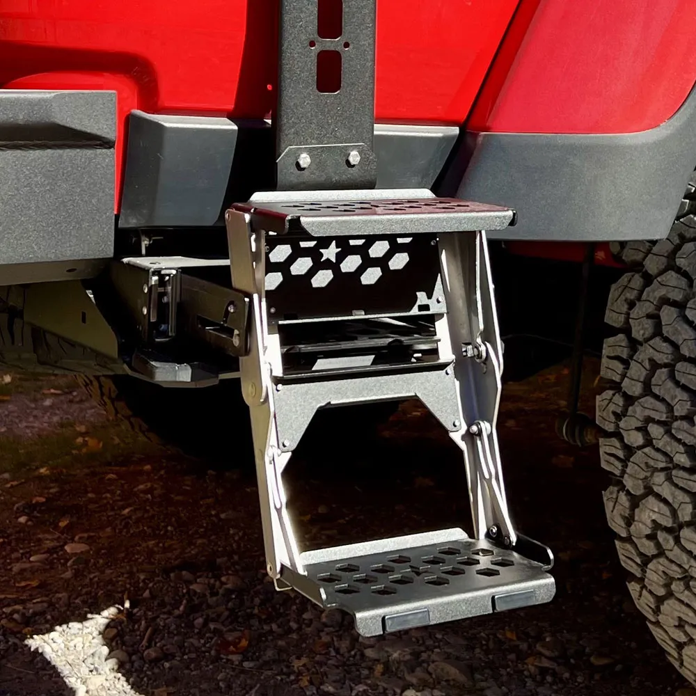 R-Step 9 Inch Wide For 2020-2023 Jeep Gladiator Bed Step Attachment Brackets Passenger Side Behind Rear Gas Motor Tire Rock Slide Engineering product image