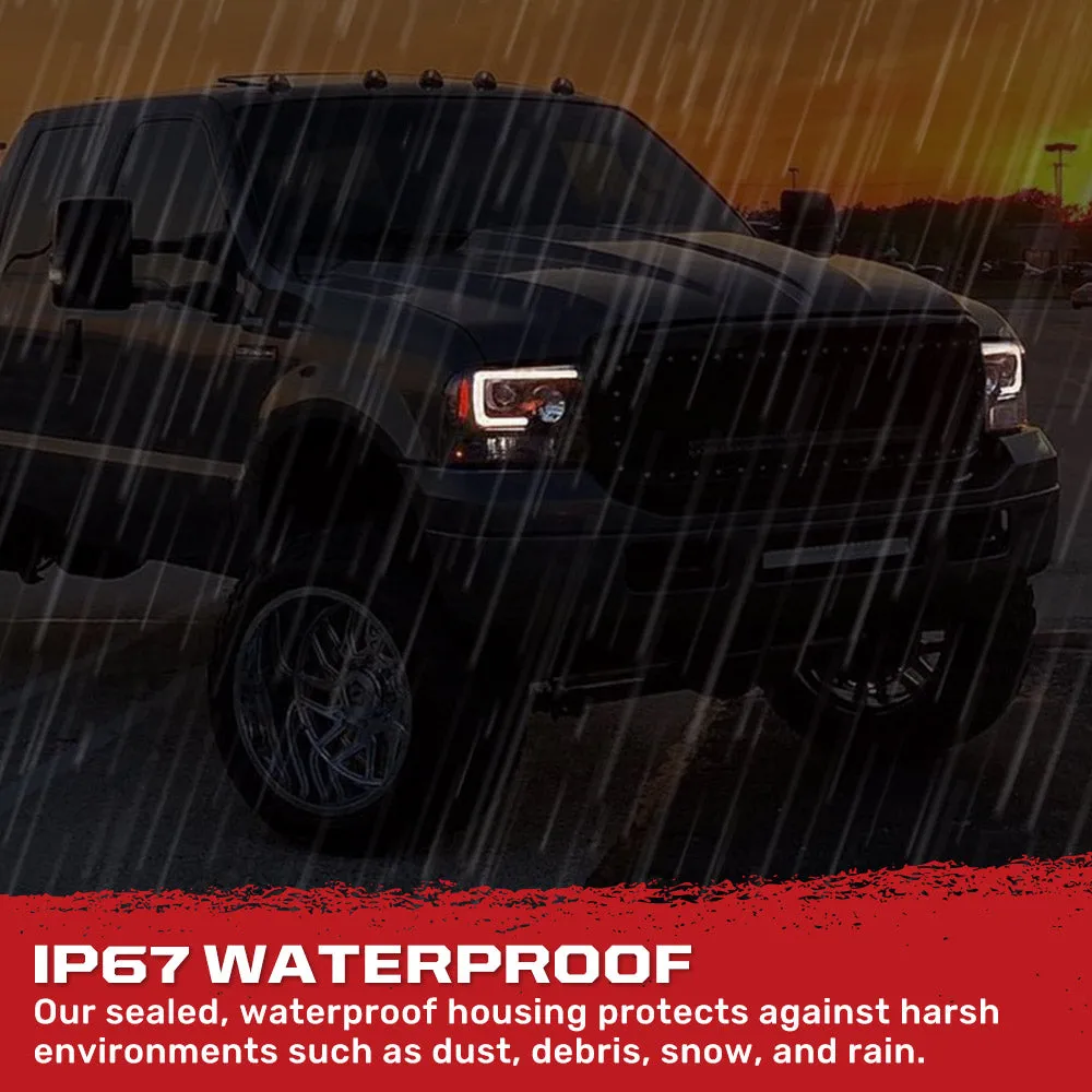 Ford Superduty 05-07 F250f350f450f550 Projector Headlights w Ultra High Power Smooth Oled Halos And DRL - Smoked b product image