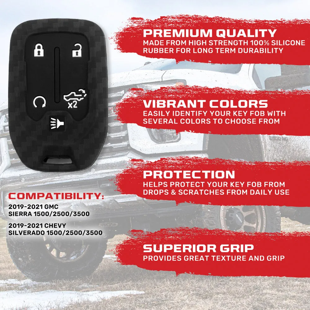 GMC & Chevy 19-21 Sierra & Silverado 1-Piece 100% Silicone Rubber Key Fob Cover - Multiple Colors product image