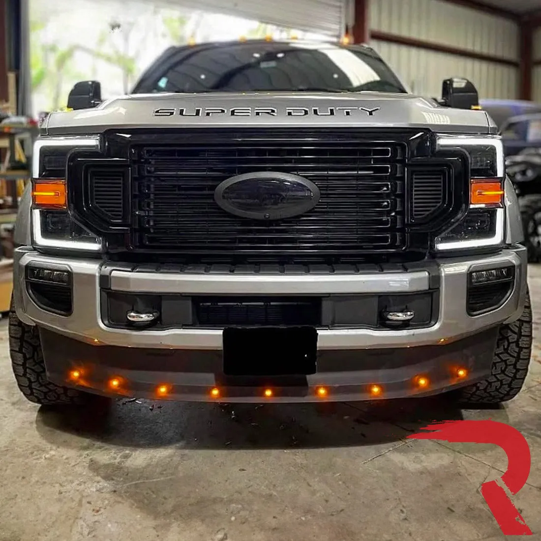 Universal Amber LED Front Lower Air Dam Light Kit with Smoked Lens and Black Bezel - 9pc Sequentially Connected LED Ligh product image
