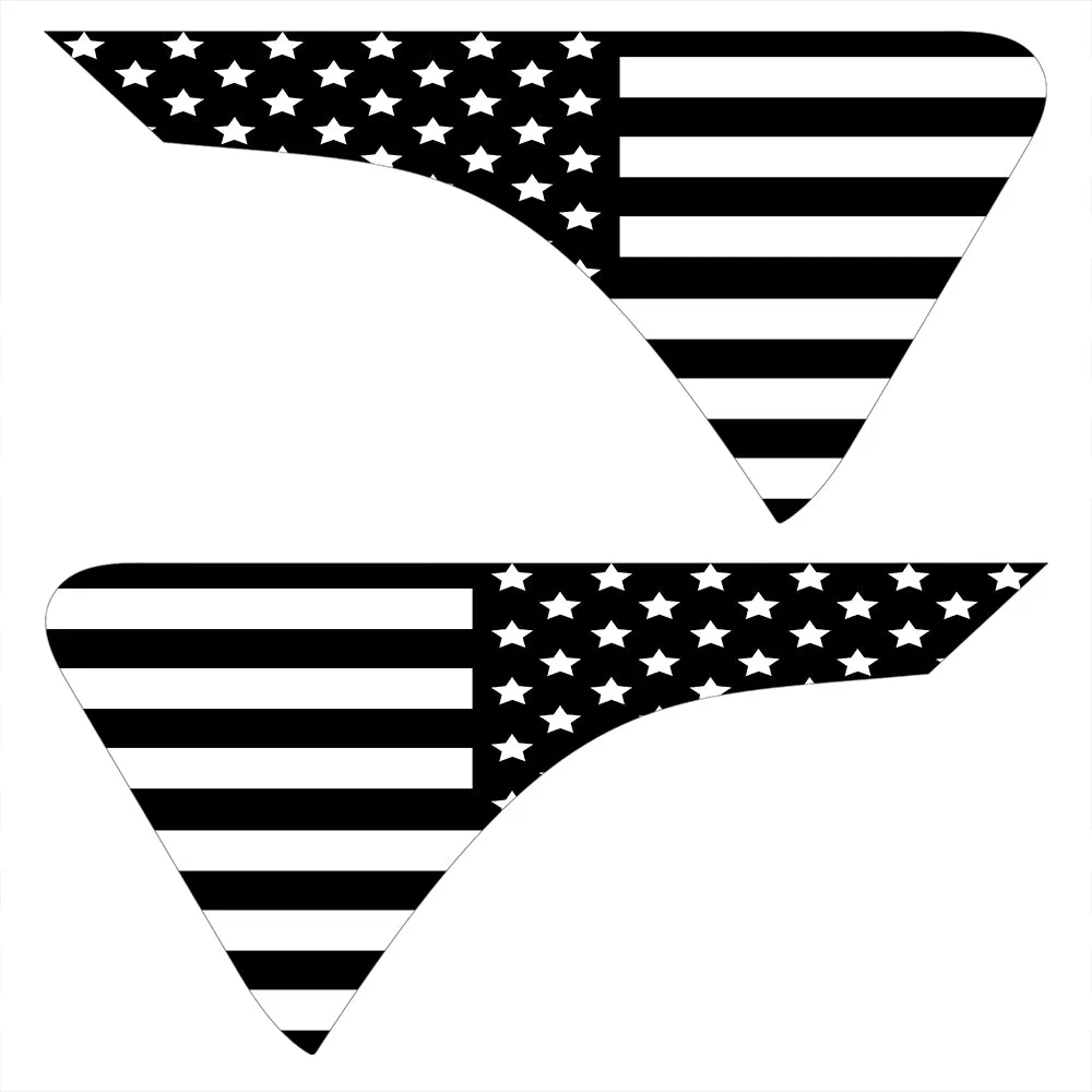 Black & Clear Vinyl American Flag 2pc Vinyl Fender Decal product image