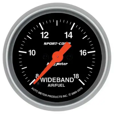 AutoMeter Gauge, Air/Fuel Ratio-Wideband, Analog, 2 1/16", 8:1-18:1, Stepper Motor, Sport-Comp