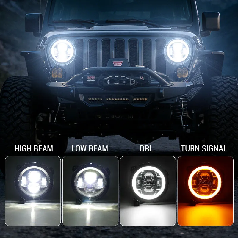 "9"" Jeep JL JT LED Halo Headlights with Turn Signals for 2018-2026 Wrangler & Gladiator" product image