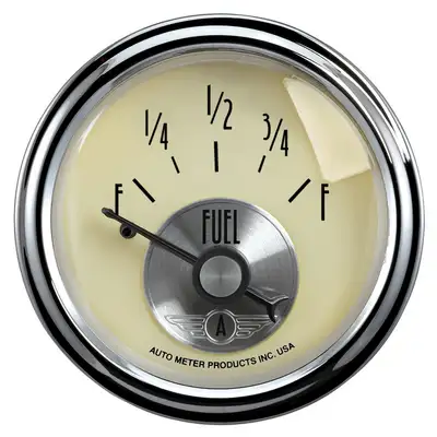 AutoMeter Gauge, Fuel Level, 2 1/16", 240OE to 33OF, Elec, Prestige Antq. Ivory