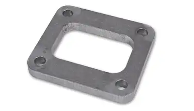 Vibrant Performance Turbo Inlet Flange; 69.9mm Bhcch; 112.75mm Bhccw; M10x1.5 Bhts; 95.9mm Overall h; 136.7mm Overall w; 0.5 In. Thickness; 60.5mm Port h; 87.5mm Port w; 304 Stainless Steel;