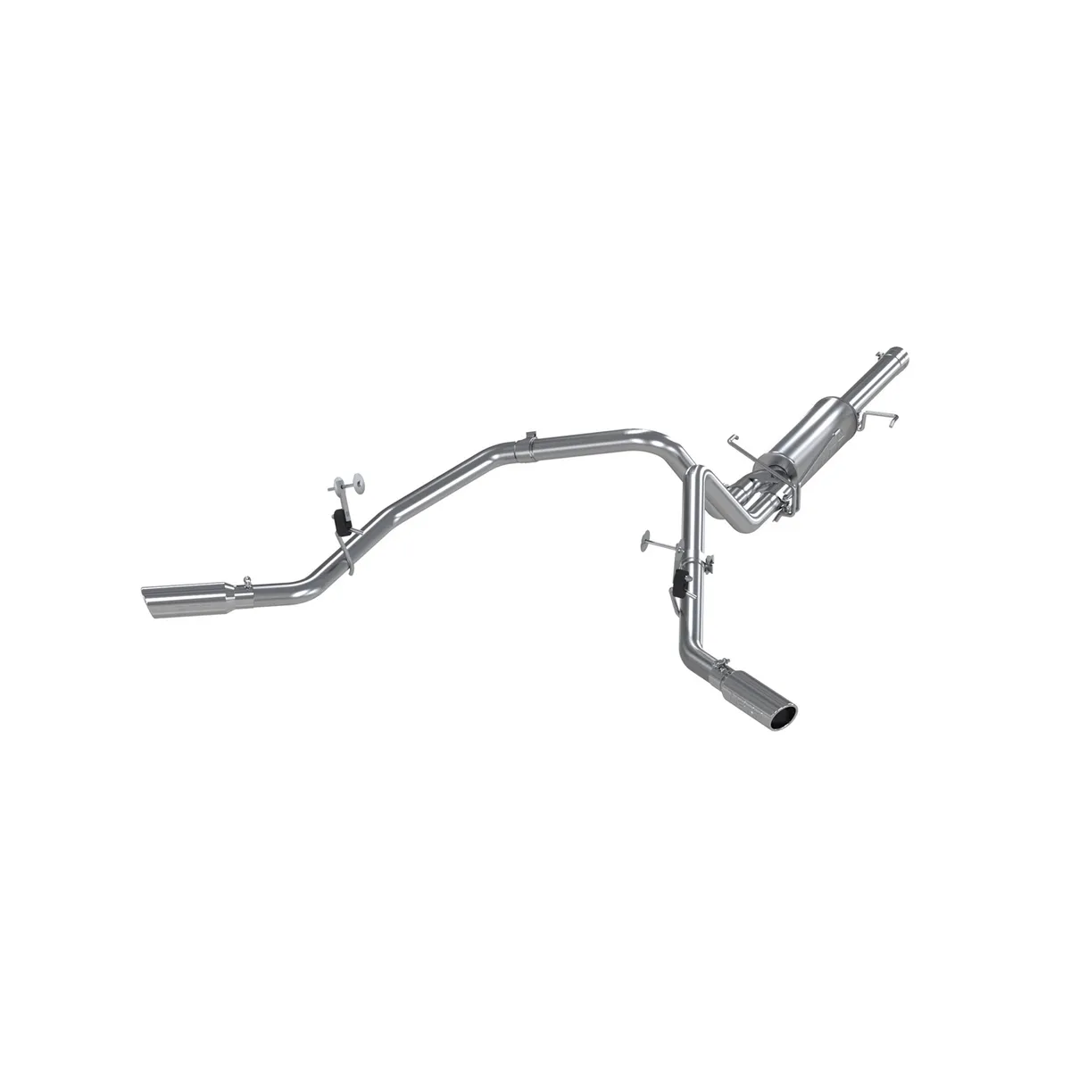 Armor Lite Cat Back Exhaust System; 3 in.; Incl. Ext. Pipe/Muffler/Over Axle Pipes/Tailpipes/Hardware/3.5 in. OD Tips; Dual Split Side Exit; Aluminized; product image