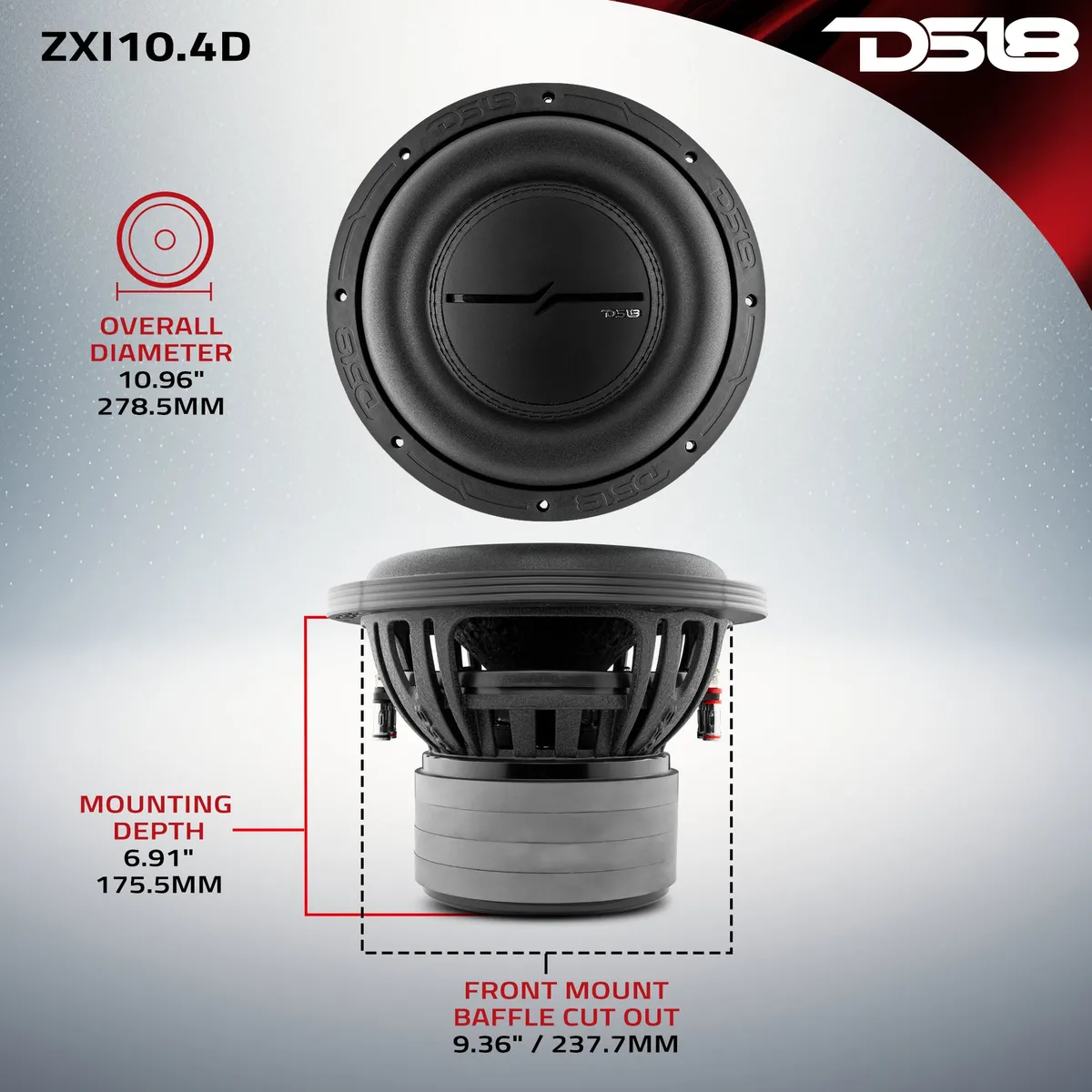 Zxi 10" High Excursion Subwoofer Quad Stacked Magnets | 800w Rms Dvc 4-Ohm product image