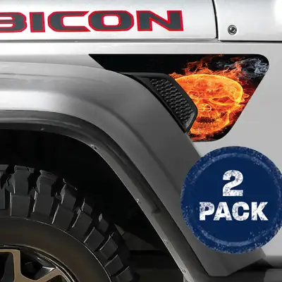 Under The Sun Inserts Flaming Skull 2pc Vinyl Fender Decal