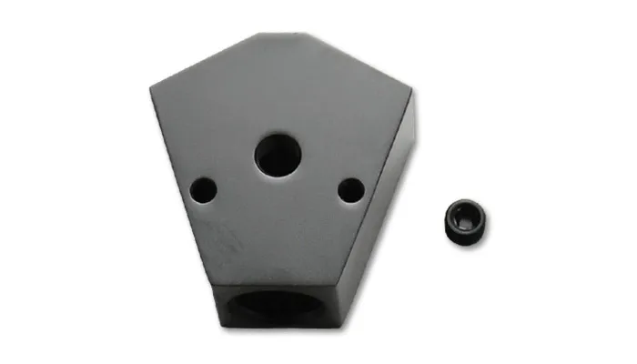 Vibrant Performance y Block Adapter Fitting; 0.5 In. Npt Single Size; 0.375 In. Npt Dual Size; 6061 Aluminum; Black Anodized; W/0.125 In. Npt Port;