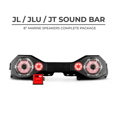 DS18 Jeep Jl/Jlu/Jt Plug & Play Package Black Sound Bar W/Metal Speaker Grilles