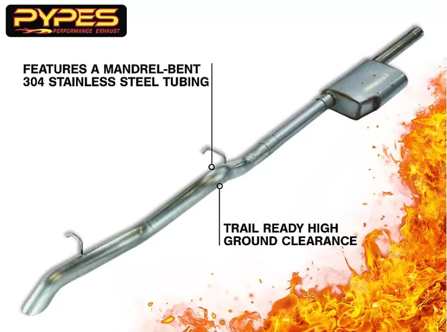 Cat Back Exhaust System 07-18 Jeep Wrangler JK 4 Door High Ground Clearance Single Rear Exit 2.5 in Intmd/Tail Pipe Street Pro Muffler/Hardware Incl Tip Not Incl Natural Finish 304 Stainless Steel Pypes Exhaust product image