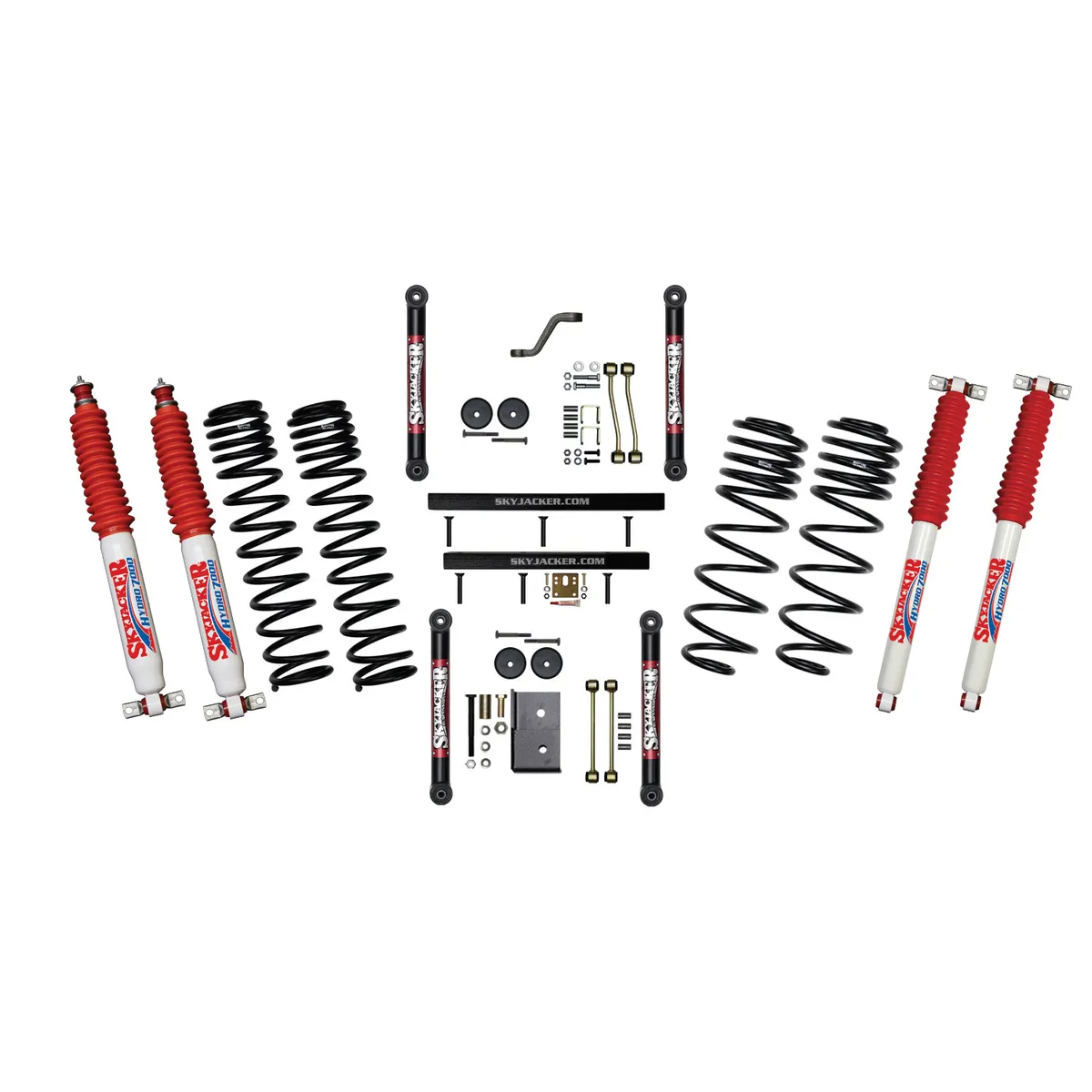 Skyjacker 4 Inch Dual Rate Long Travel One Box Kit w/OE Style Front and Rear Lower Links and Hydro 7000 Shocks TJ/LJ 2003-2006 Jeep Wrangler/Unlimited Skyjacker