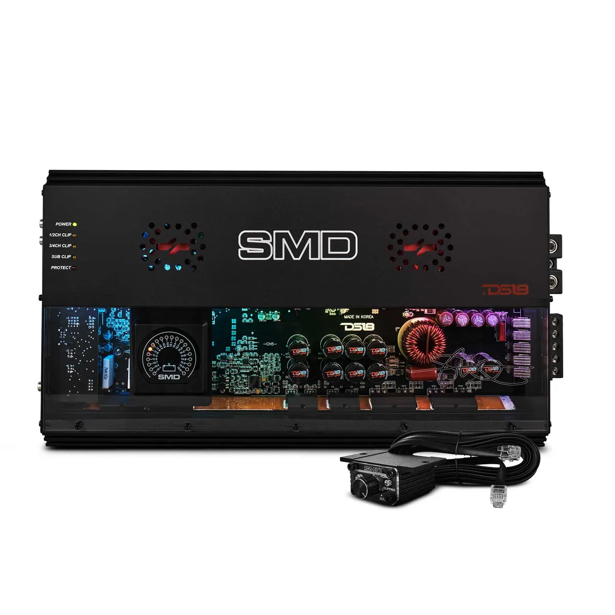 DS18 5-Channel | 2 x 500 @ 4î© Bridge | Sub 1800 @ 1î© | 4 x 250 Sub 1100 @ 2î© | 4 x 180 Sub 700 @ 4 î© Watts Rms | Vm-1 Voltmeter Built-In | Digital LED Lights