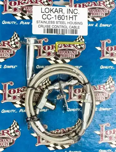 Lokar U-Cut-To-Fit Cruise Control Cables; For Use w/Rostra Cruise Control Kits; Carbureted; Incl. 4 ft. Outer Housing/5 ft. Stainless Inner Wire/Hardware; Stainless Steel Housing;