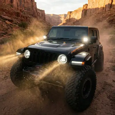 LED Factory Mart 5 Inch LED Pod Lights White + Amber Dual-Mode for Jeep Wrangler JL/ Gladiator JT
