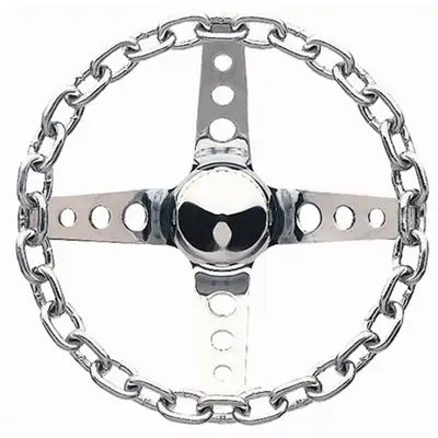 Grant Classic Series Chain Steering Wheel; 11 in. Diameter; 3 1/2 in. Dish; Chrome Chain Grip; Chrome 4-Spoke Design;