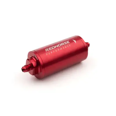 Redhorse Performance 6in Cylindrical in Line Race Fuel Filter 06 an Red