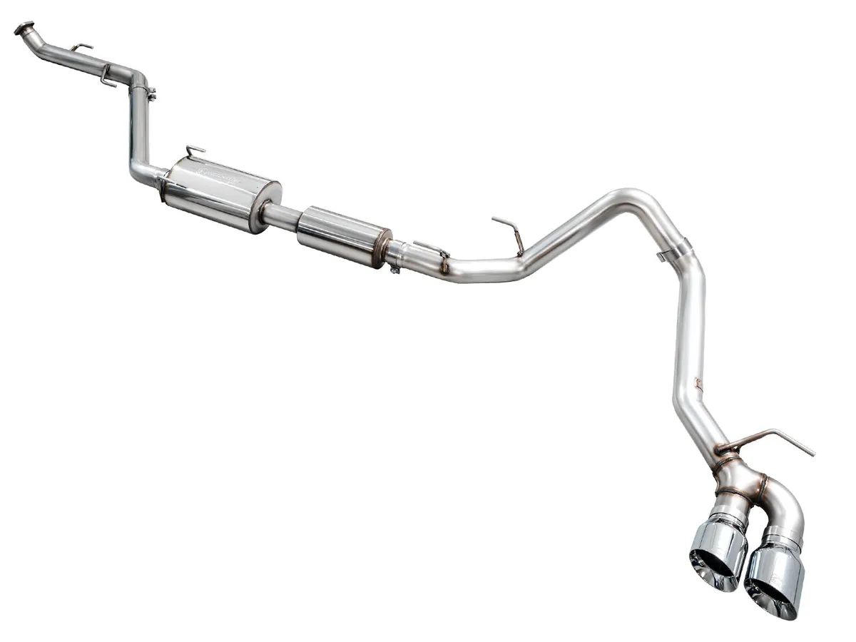 AWE 0FG Exhaust for 4th Gen Toyota Tacoma - Dual Chrome Silver Tips product image