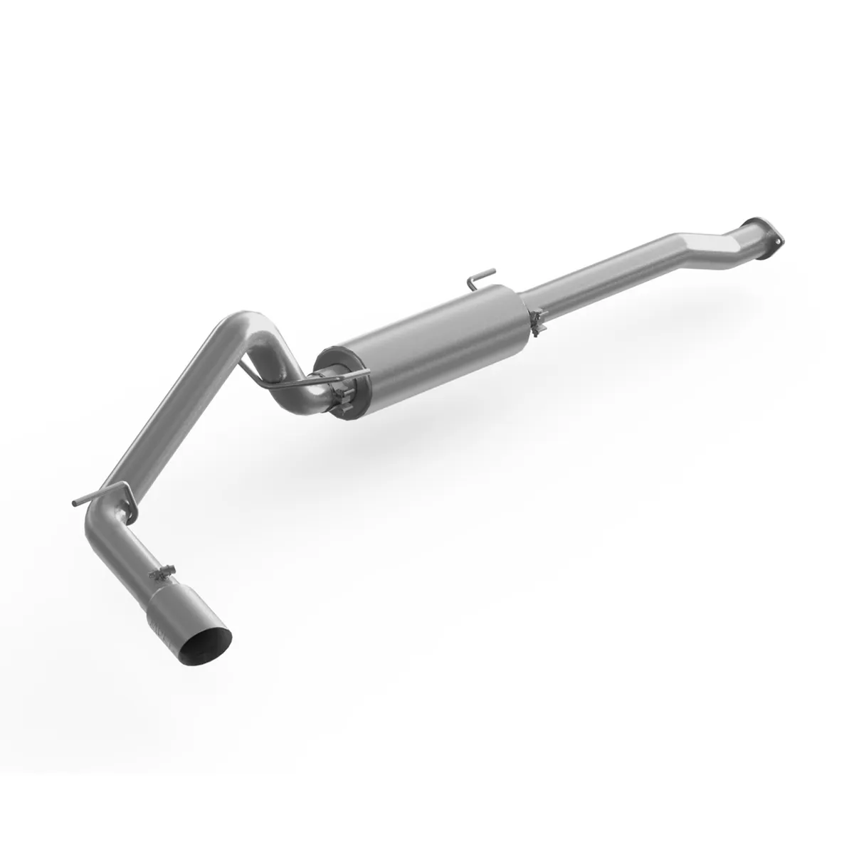 Armor Plus Cat Back Exhaust System; 3 in.; Incl. Front Pipe/Muffler/Tailpipe/Hardware/4 in. OD Tip; Single Side Exit; T409 Stainless Steel; product image