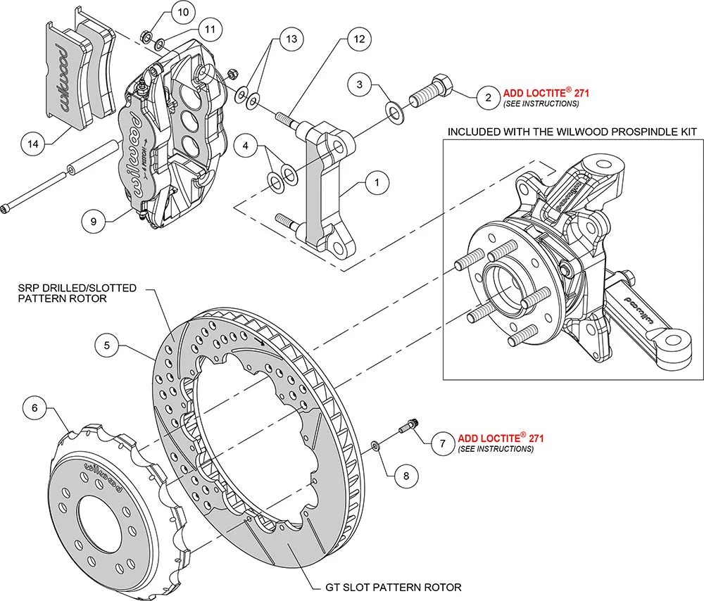 1963 - 1987 Chevrolet, GMC Forged Narrow Superlite 6R Big Brake Front Brake Kit (Hat) - 140-15303 product image