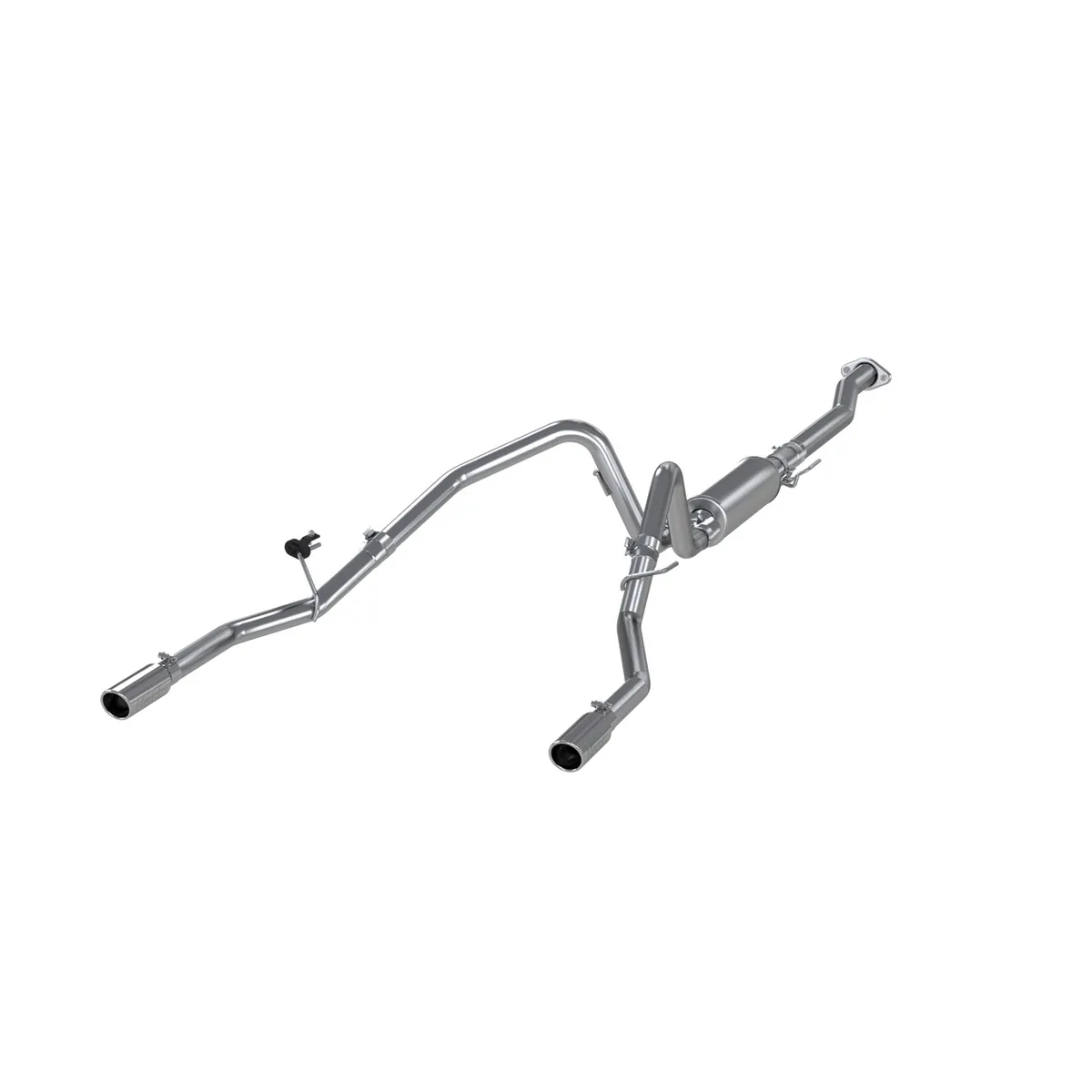 Armor Lite Cat Back Exhaust System; 2.5 in.; Incl. Front Pipe/Ext. Pipe/Muffler/Over Axle Pipe/Tailpipes/Hardware/3.5 in. OD Tips; Dual Split Rear Exit; Aluminized; product image