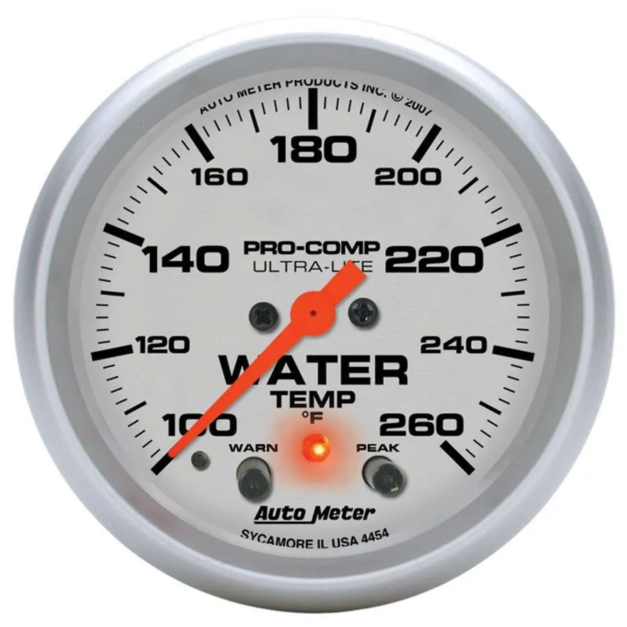 AutoMeter Gauge, Water Temp, 2 5/8", 260?F, Digital Stepper Motor w/ Peak & Warn, Ultra-Lite