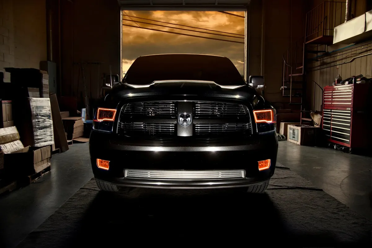 Oracle Lighting 2009-2018 RAM 1500 Sport Pre-Assembled ColorShift W Switchback Halo Heaqdlights - Black Housing product image