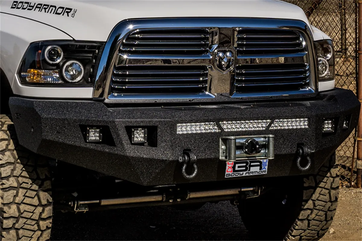 ECO-Series Front Winch Bumper; w/Subframe Winch Plate; 1/8 in. Steel Plate w/ 1/4 in. Winch Plate; Textured Black; product image