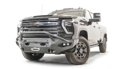 Fab Fours Matrix Front Bumper; 2 Stage Black Powder Coated; w/Pre-Runner Guard;