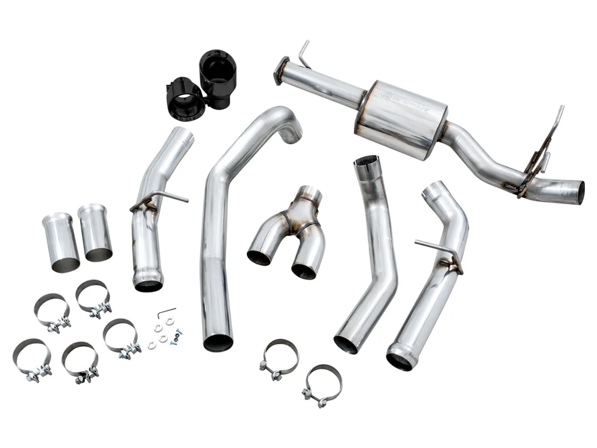 AWE 0FG Dual Rear Exit Catback Exhaust for 5th Gen RAM 1500 5.7L with bumper cutouts - Chrome Silver Tips product image