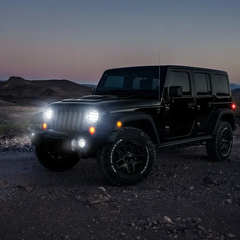 "Jeep JK 7"" Headlights, 4"" Fog Lamps, Front Turn Signals, Fender Turn Signals & Taillights" product image