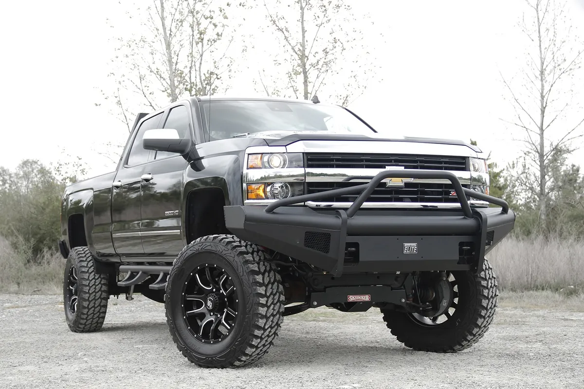 Fab Fours 07.510 Silverado HD 2500/3500 Front Elite Ranch Bumper w. Prerunner Guard w/ Tow Hooks Matte Black