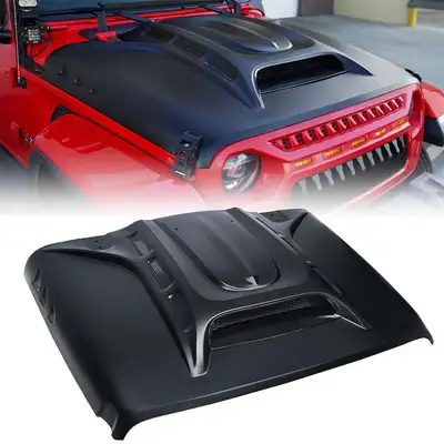 LED Factory Mart Jeep Hood with Functional Air Vents for 2018-Later Wrangler JL and Gladiator JT | Piranha Series