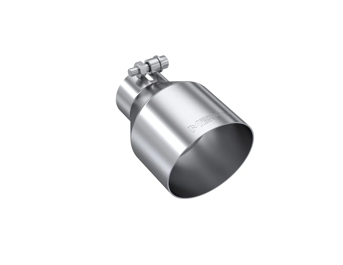MBRP Exhaust Armor Pro Exhaust Tip; 2.5 in. Inlet Diameter; 4.5 in. Outlet Diameter; 6.5 in. Length; Single Wall; Angle Cut; T304 Stainless Steel;