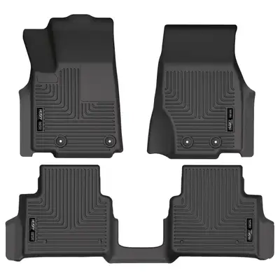 Husky Liners Weatherbeater Series Front 2nd Seat Floor Liners 2021 Jeep Grand Cherokee L 2nd Row Bucket Seats Black Front And Second Rows