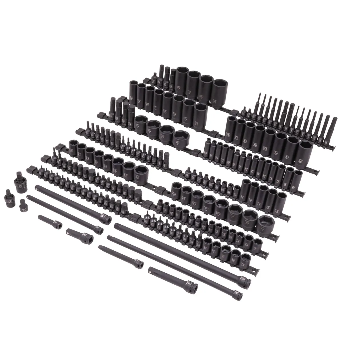3/8" & 1/2" Drive SAE & Metric 6 Point Standard & Deep With Star, E-Star, Tamperproof Star, Triple Square, & Hex Bit 181-Piece Master Impact Socket & Bit Socket Set product image