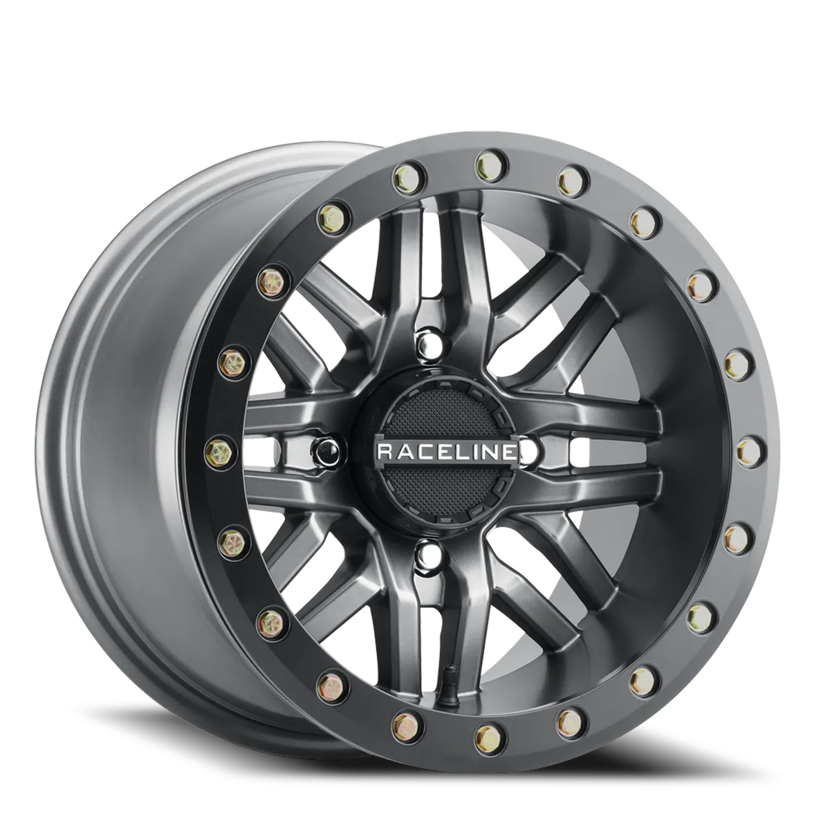 Aluminum Wheels 15x7 Ryno Beadlock UTV A91G Matte Dark Gunmetal Grey 10 Offset 4 on 156 Bolt Pattern 134.3 Bore Raceline product image