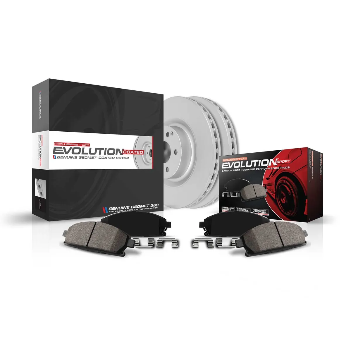 Z23 Sport Geomet Coated Rotor Kit For European Vehicles: Genuine Geomet Fully Coated Rotors; Carbon-Fiber Ceramic Pads W/Hardware; Pad Sensors product image