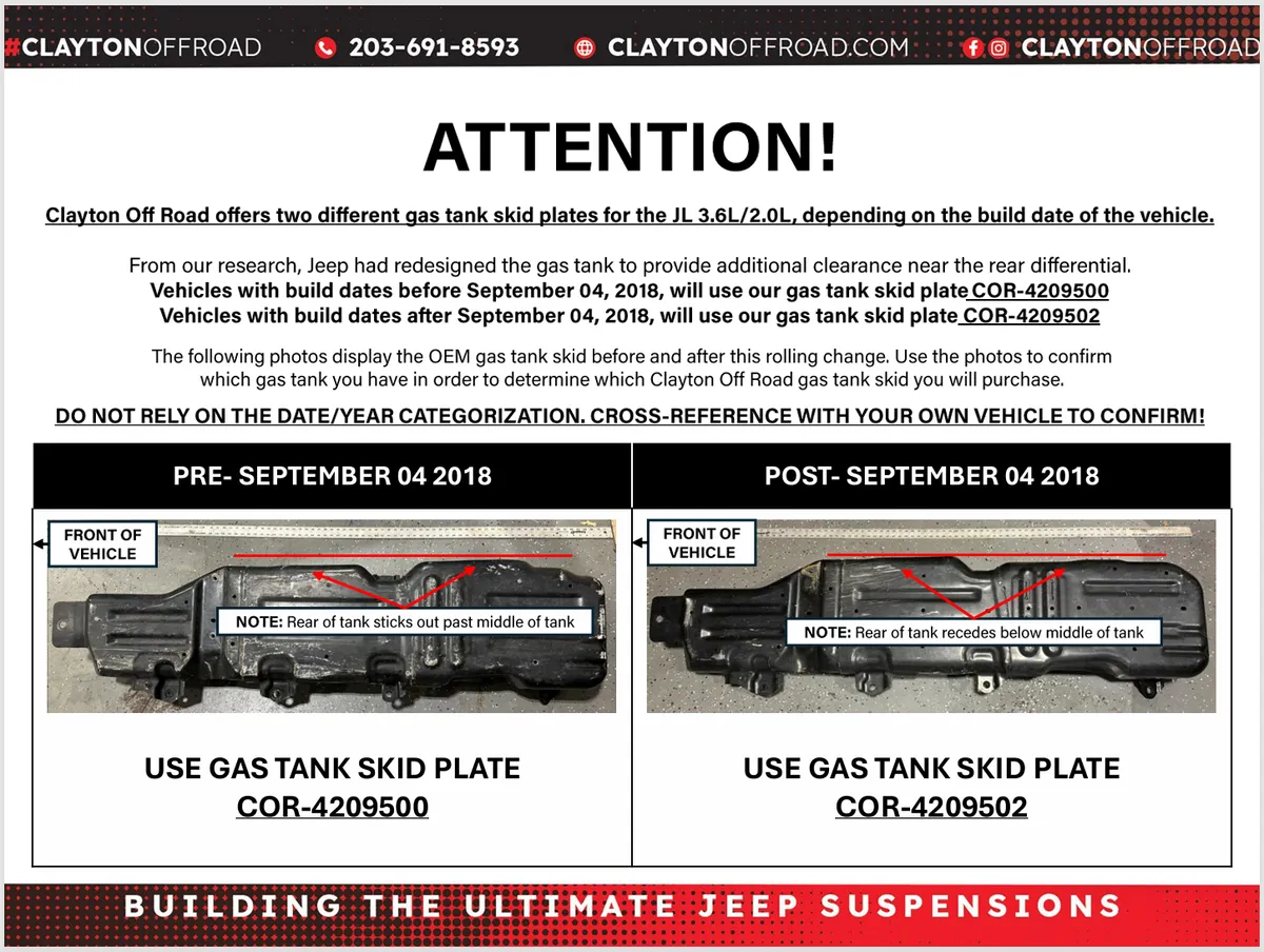 Jeep Wrangler 3.6L Skid Plate System - Skinny Tank Only (2021-2024+, JL) product image