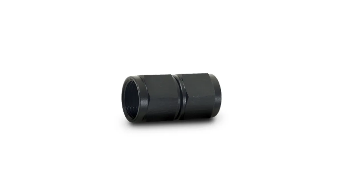 Vibrant Performance Female Straight Union Adapter Fitting; -4AN x -4AN; 6061 Aluminum; Black Anodized;