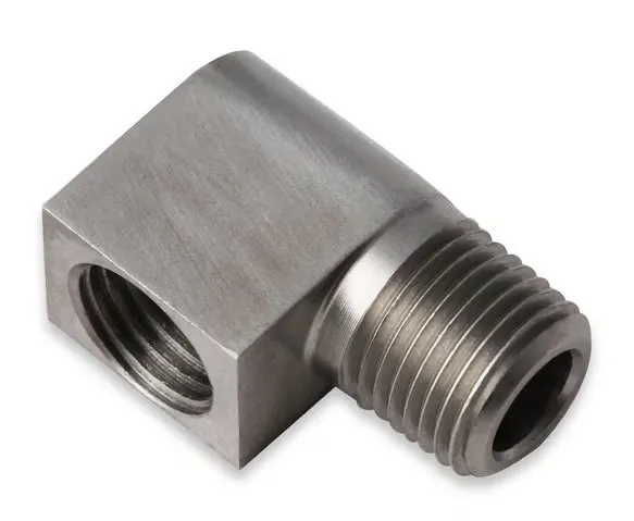 Earl's Hardline Adapter - 90 Degree Stainless Steel - 1/8" NPT Male to 3/8"-24 Inverted Flare Female. product image