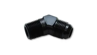 Vibrant Performance 45 Degree AN to NPT Adapter Fitting; -10AN x 0.5 in. NPT; 6061 Aluminum; Black Anodized;