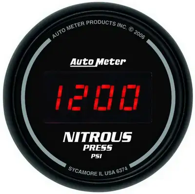 AutoMeter Gauge, Nitrous Pressure, 2 1/16", 1600psi, Digital, Black Dial w/ Red LED