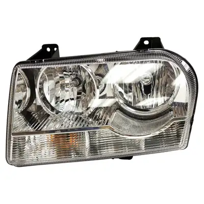 Crown Automotive Jeep Replacement Left Headlight For 0512/1/06 Chrysler lx 300 w/ Halogen Bulbs w/ Chrome Bezels