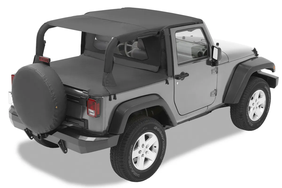 Jeep Bikini Top Header Safari Bikini Tops For Jeep 2007-2009 Wrangler JK 2 Door Black Diamond Fabric Bestop product image