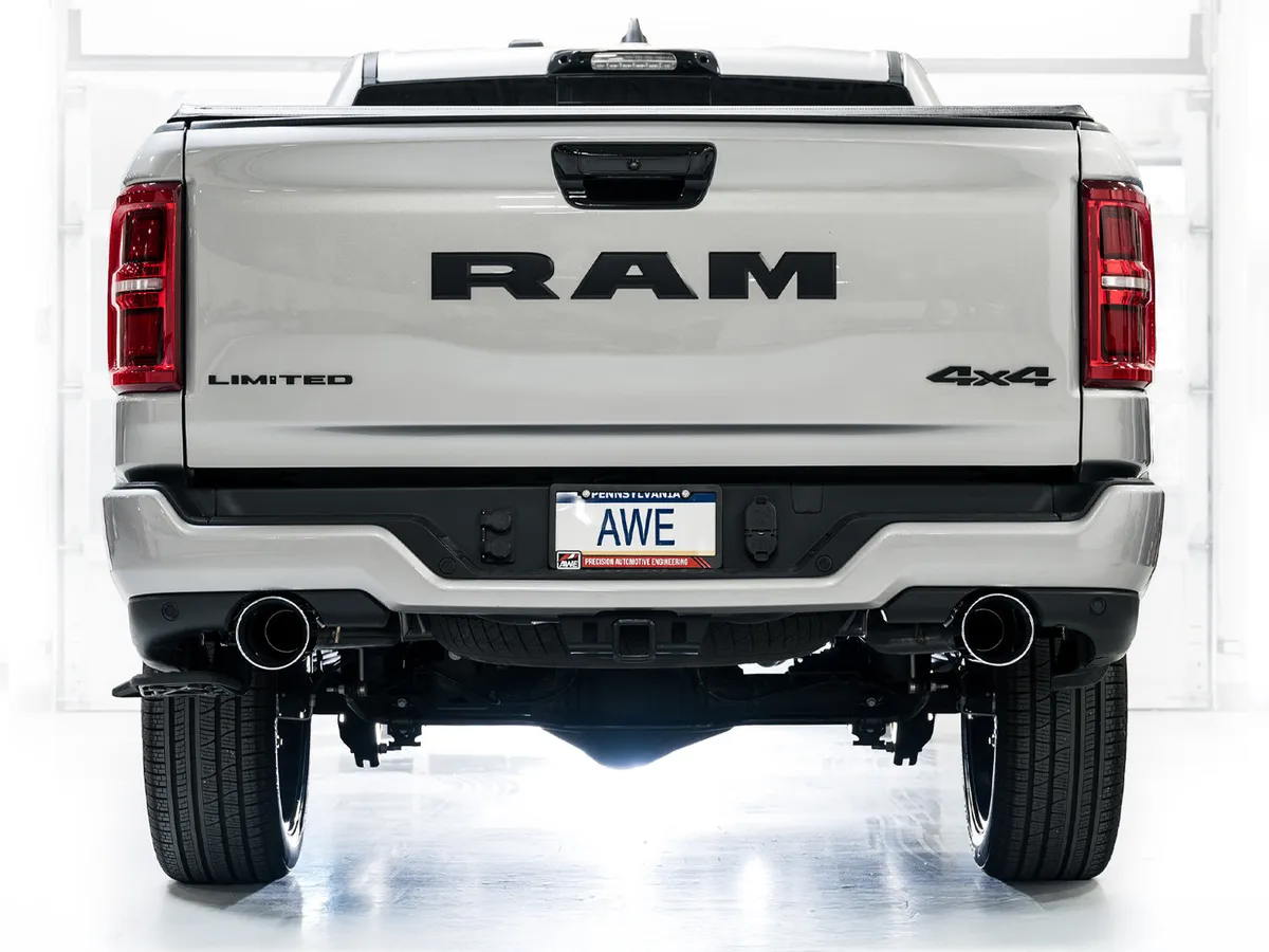 AWE 0FG Catback Exhaust for 2025 RAM 1500 3.0TT Standard and High Output - Chrome Silver Tips - 3015-32530 product image
