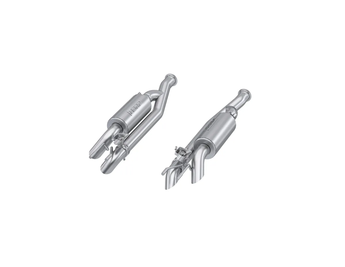 Armor Pro Axle Back Exhaust System; 2.5 in Diameter; Dual Split Side; T304 Stainless Steel; w/2.5 in. Quad Outlet Turn Down Tail; product image