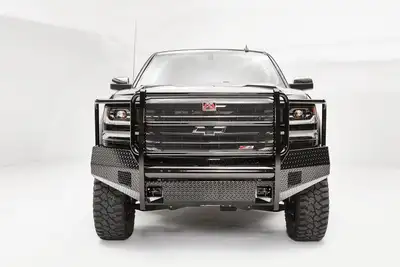 Fab Fours Black Steel Front Bumper; 2 Stage Black Powder Coated; w/Full Guard;