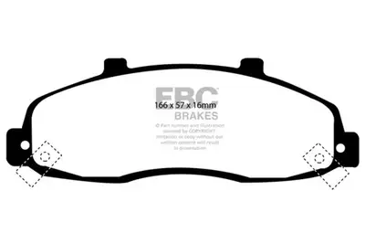 EBC Brakes Truck/SUV Extra Duty Brake Pads; FMSI Pad No. D679; Vented; 308mm Dia.; 52mm Height; 26mm Thick; 89.9mm Center Hole Dia.; Pad Dimensions: 166 x 57 x 16mm;